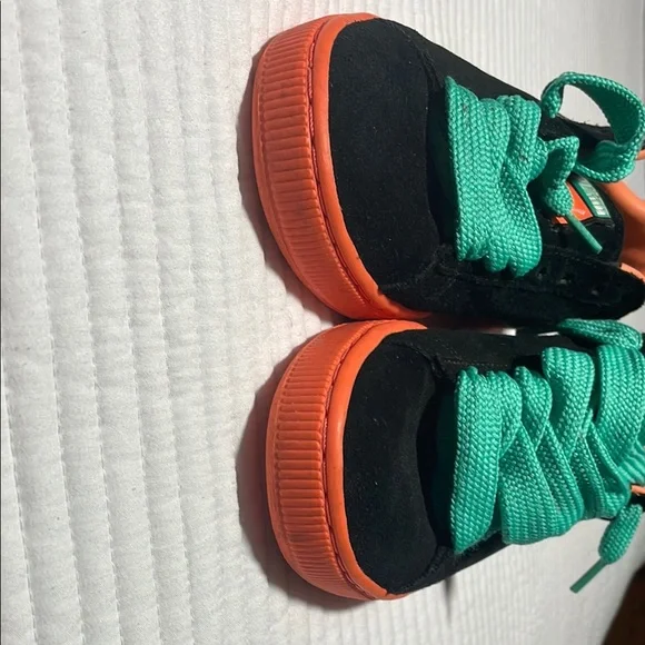 Puma Black and Teal Sneakers with Orange Soles - Picture 3 of 6